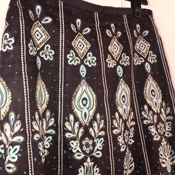 Linen Sequin Skirt by Carol Little - Picture 2 of 12